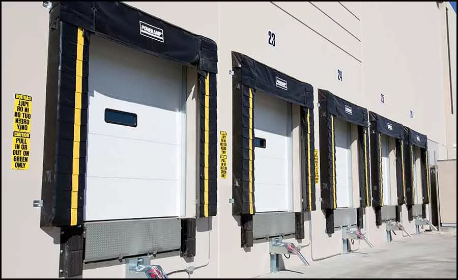 Warehouse dock doors for pallet storage